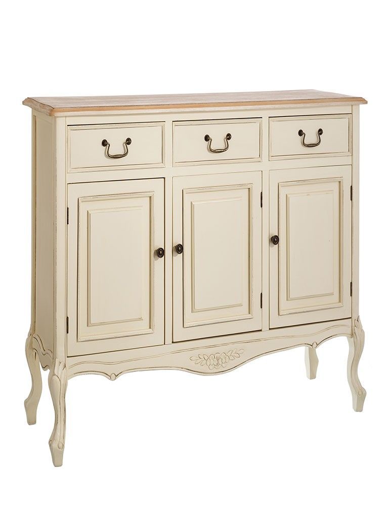 MUEBLE APARADOR ESTILO SHABBY CHIC COLOR CREMA 3 CAJONES 3 PUERTAS